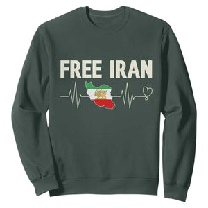 Free Iran Flag Sweatshirt Support Iranian Freedom TS14 Dark Forest Green Print Your Wear