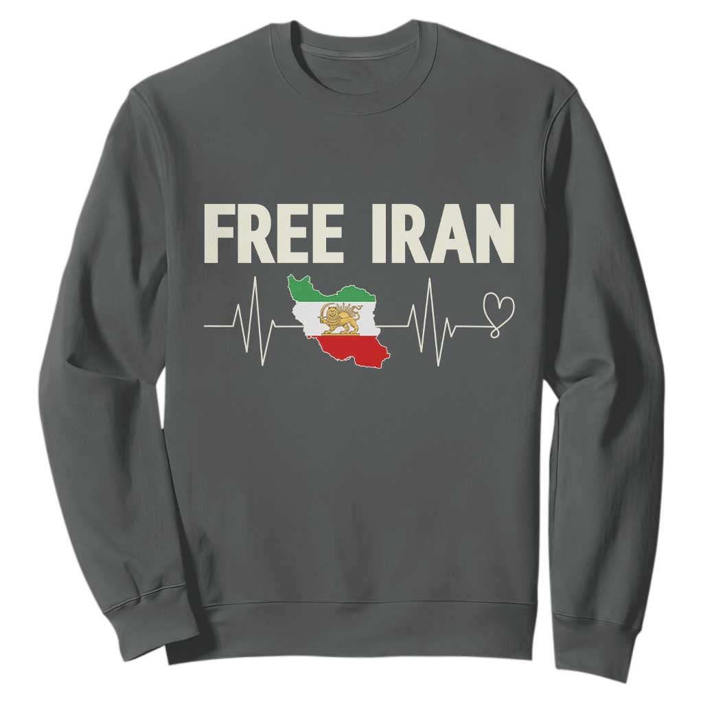 Free Iran Flag Sweatshirt Support Iranian Freedom TS14 Dark Heather Print Your Wear