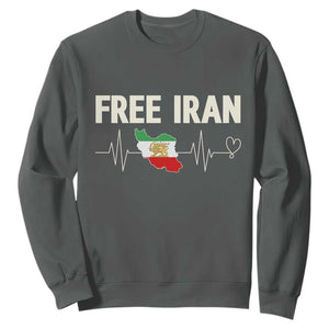 Free Iran Flag Sweatshirt Support Iranian Freedom TS14 Dark Heather Print Your Wear
