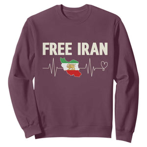 Free Iran Flag Sweatshirt Support Iranian Freedom TS14 Maroon Print Your Wear
