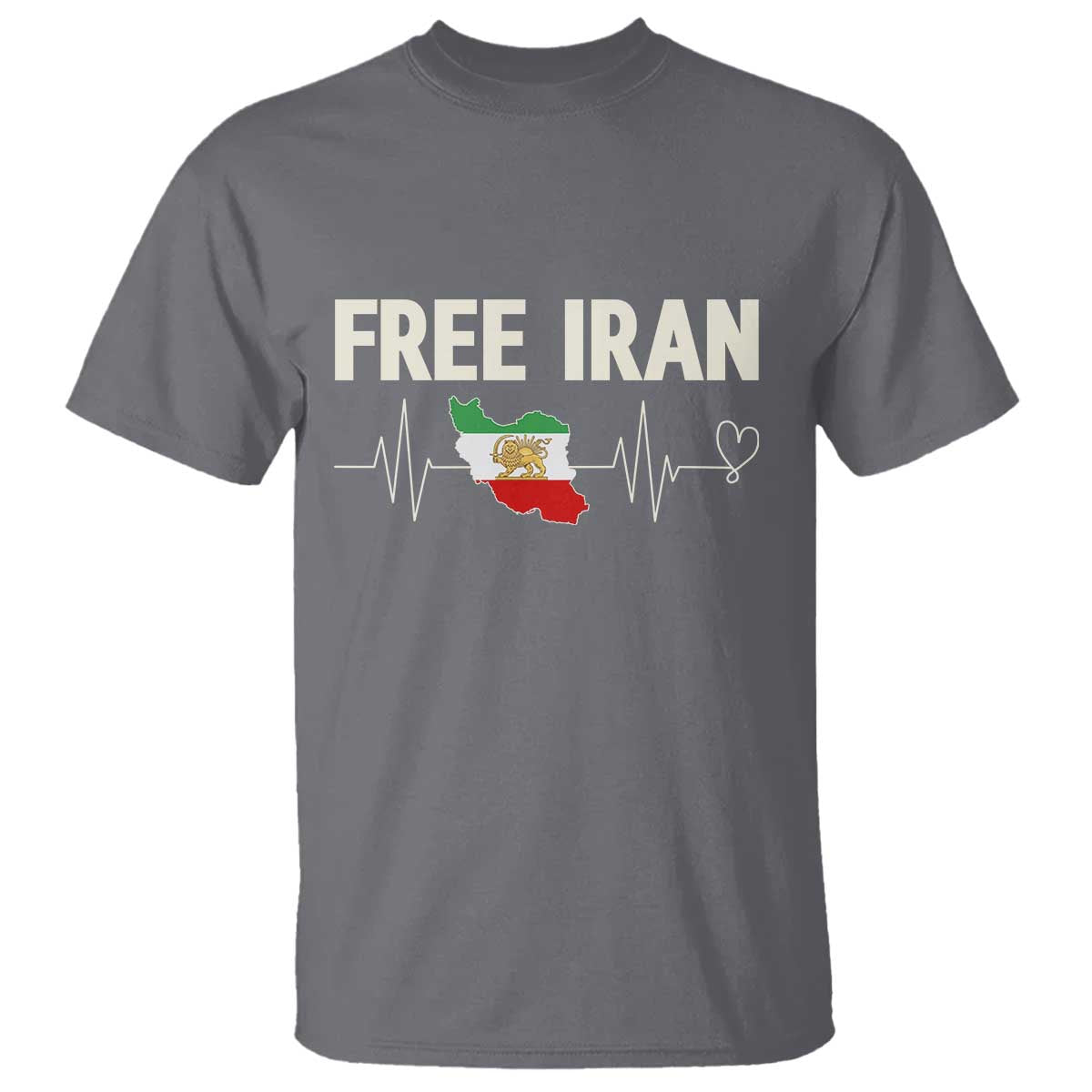 Free Iran Flag T Shirt Support Iranian Freedom TS14 Charcoal Print Your Wear