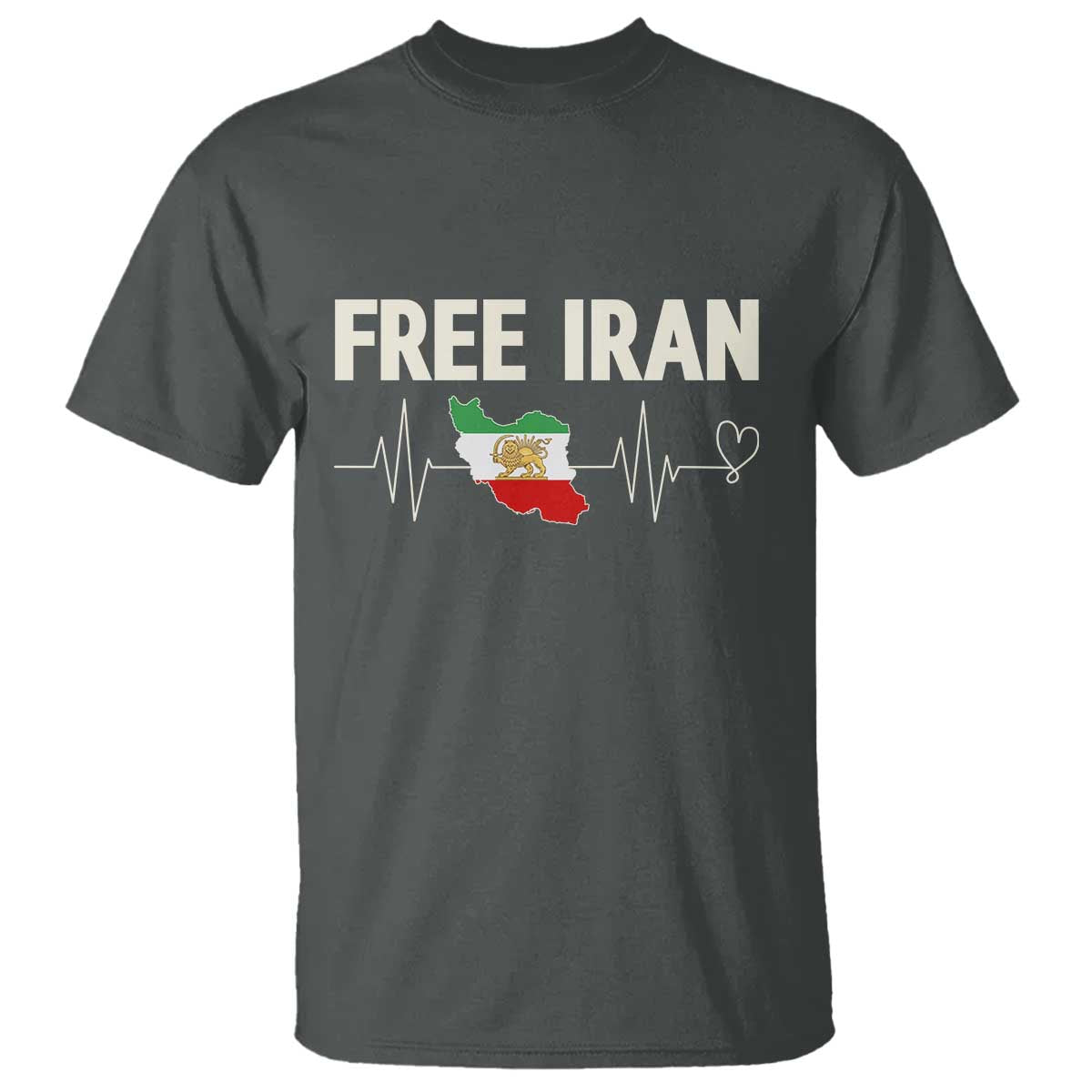 Free Iran Flag T Shirt Support Iranian Freedom TS14 Dark Heather Print Your Wear