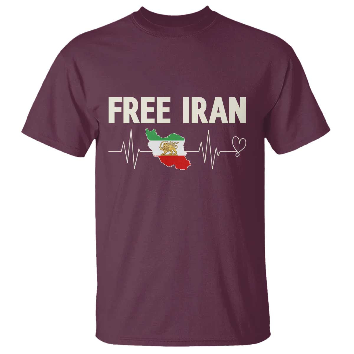 Free Iran Flag T Shirt Support Iranian Freedom TS14 Maroon Print Your Wear