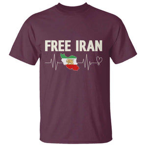 Free Iran Flag T Shirt Support Iranian Freedom TS14 Maroon Print Your Wear