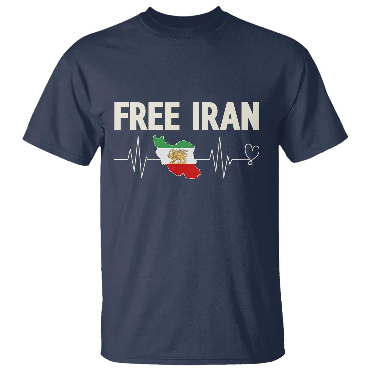 Free Iran Flag T Shirt Support Iranian Freedom TS14 Navy Print Your Wear