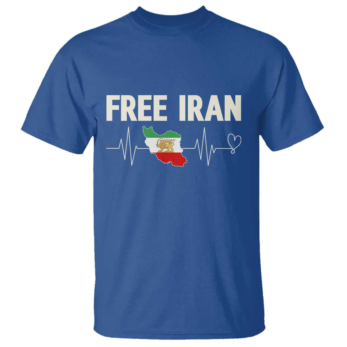 Free Iran Flag T Shirt Support Iranian Freedom TS14 Royal Blue Print Your Wear