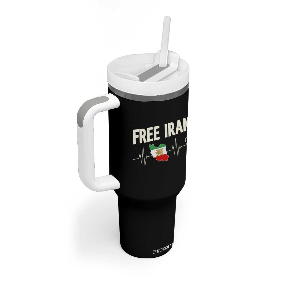 Free Iran Flag Tumbler With Handle Support Iranian Freedom TS14 Print Your Wear