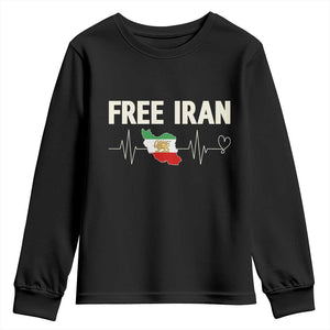 Free Iran Flag Youth Sweatshirt Support Iranian Freedom TS14 Black Print Your Wear