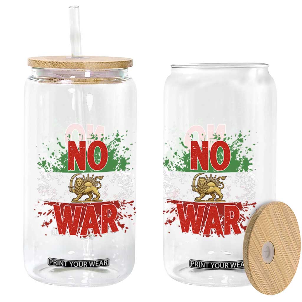 Free Iran Flag Glass Can No War Support Iranian Freedom TS14 Print Your Wear
