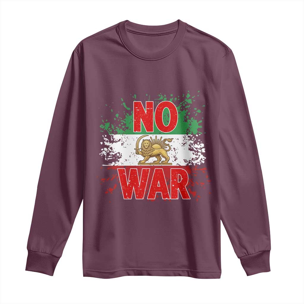 Free Iran Flag Long Sleeve Shirt No War Support Iranian Freedom TS14 Maroon Print Your Wear