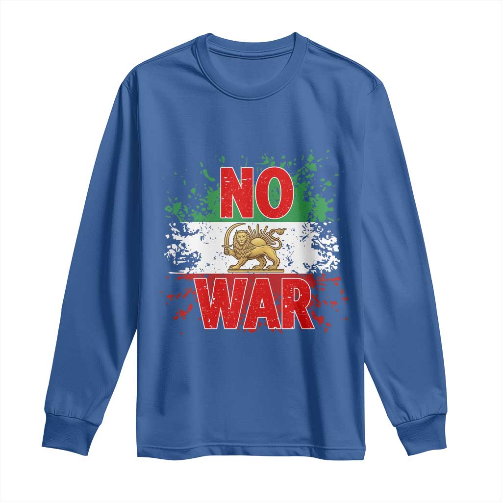 Free Iran Flag Long Sleeve Shirt No War Support Iranian Freedom TS14 Royal Blue Print Your Wear
