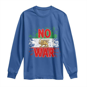 Free Iran Flag Long Sleeve Shirt No War Support Iranian Freedom TS14 Royal Blue Print Your Wear