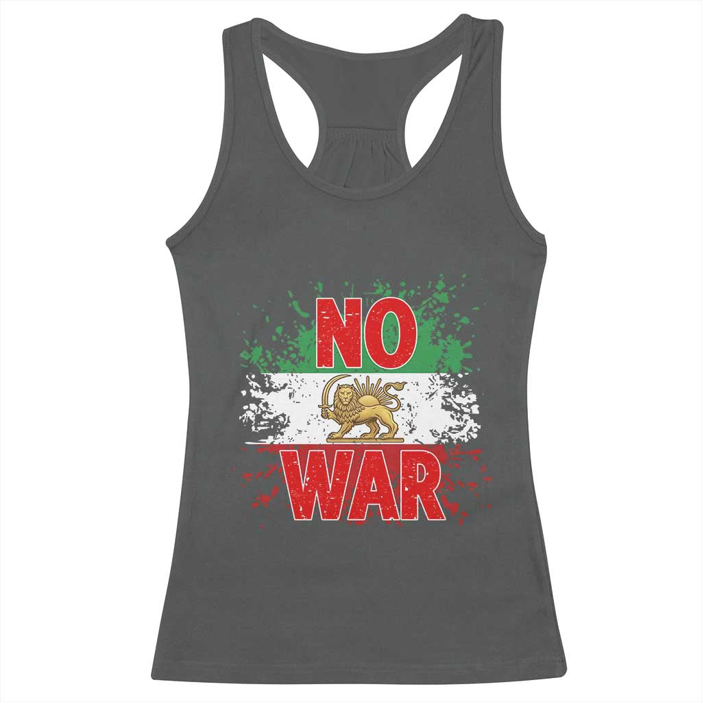 Free Iran Flag Racerback Tank Top No War Support Iranian Freedom TS14 Dark Heather Print Your Wear
