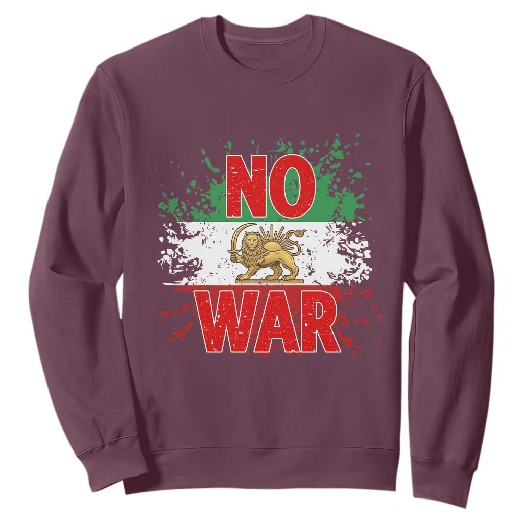 Free Iran Flag Sweatshirt No War Support Iranian Freedom TS14 Maroon Print Your Wear