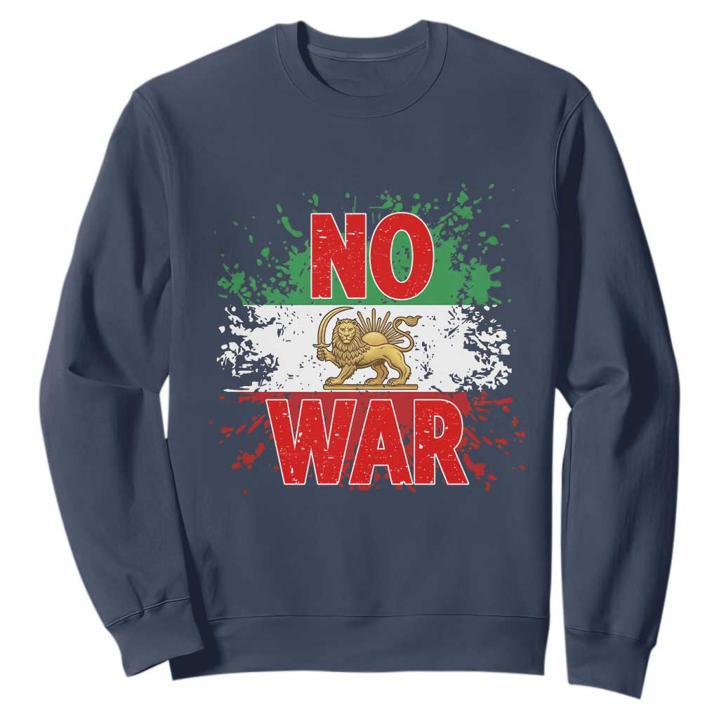 Free Iran Flag Sweatshirt No War Support Iranian Freedom TS14 Navy Print Your Wear