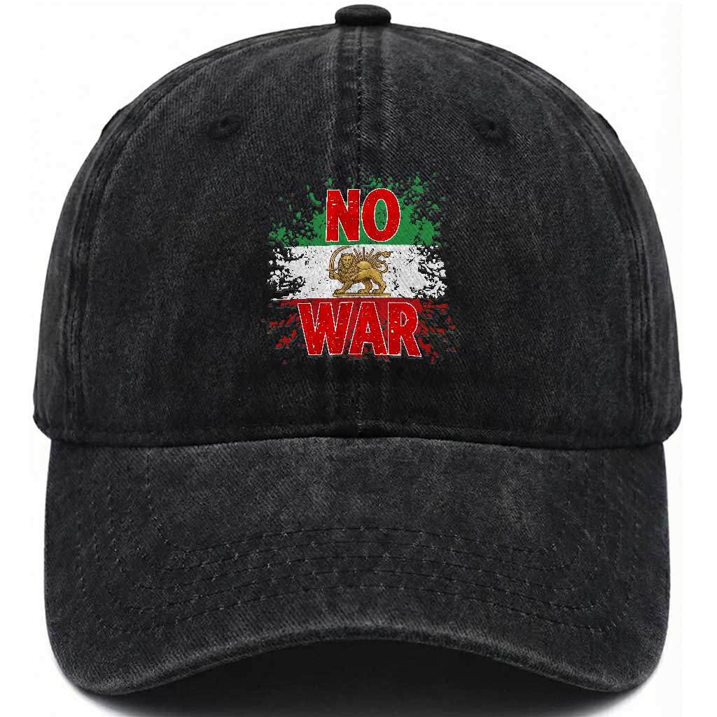 Free Iran Flag Washed Cotton Baseball Cap No War Support Iranian Freedom TS14 Washed Cap Universal Fit Black Print Your Wear