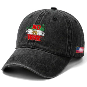 Free Iran Flag Washed Cotton Baseball Cap No War Support Iranian Freedom TS14 Print Your Wear