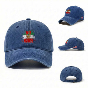 Free Iran Flag Washed Cotton Baseball Cap No War Support Iranian Freedom TS14 Washed Cap Universal Fit Royal Blue Print Your Wear