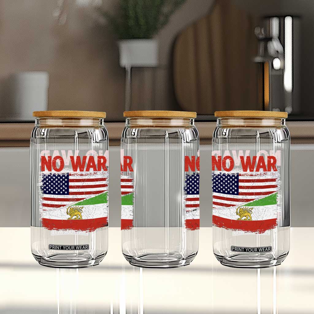 Free Iran Glass Can No War Peace American Iran Unity TS14 Print Your Wear
