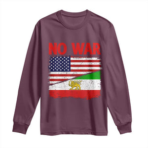 Free Iran Long Sleeve Shirt No War Peace American Iran Unity TS14 Maroon Print Your Wear