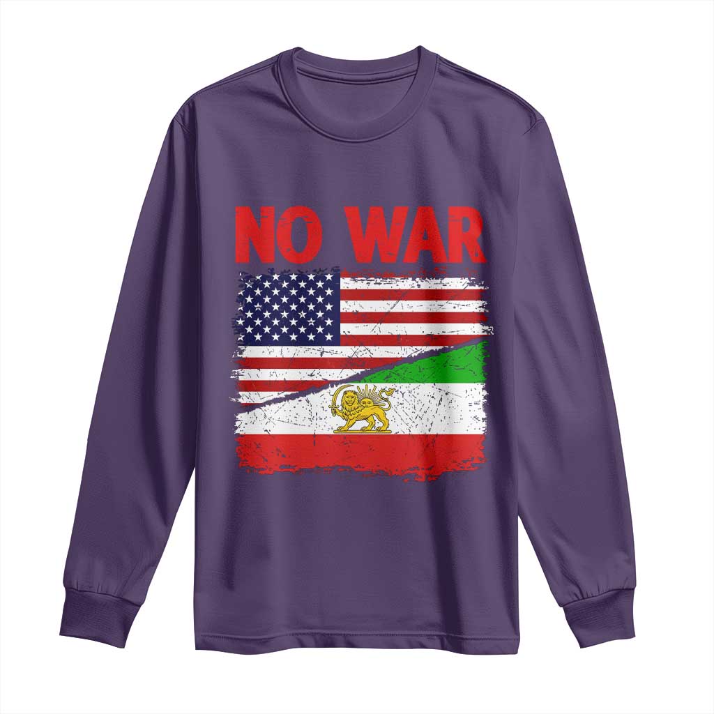Free Iran Long Sleeve Shirt No War Peace American Iran Unity TS14 Purple Print Your Wear