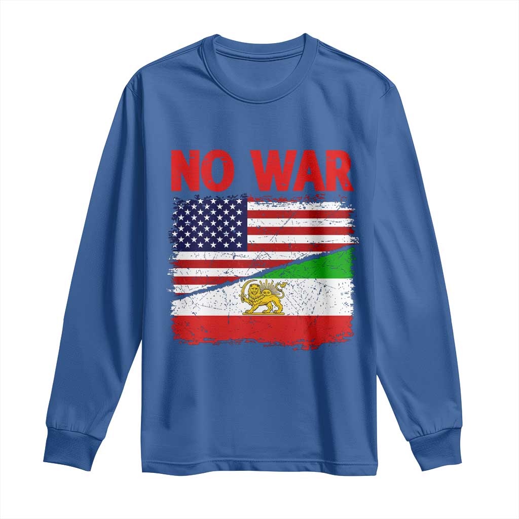 Free Iran Long Sleeve Shirt No War Peace American Iran Unity TS14 Royal Blue Print Your Wear