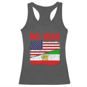 Free Iran Racerback Tank Top No War Peace American Iran Unity TS14 Dark Heather Print Your Wear