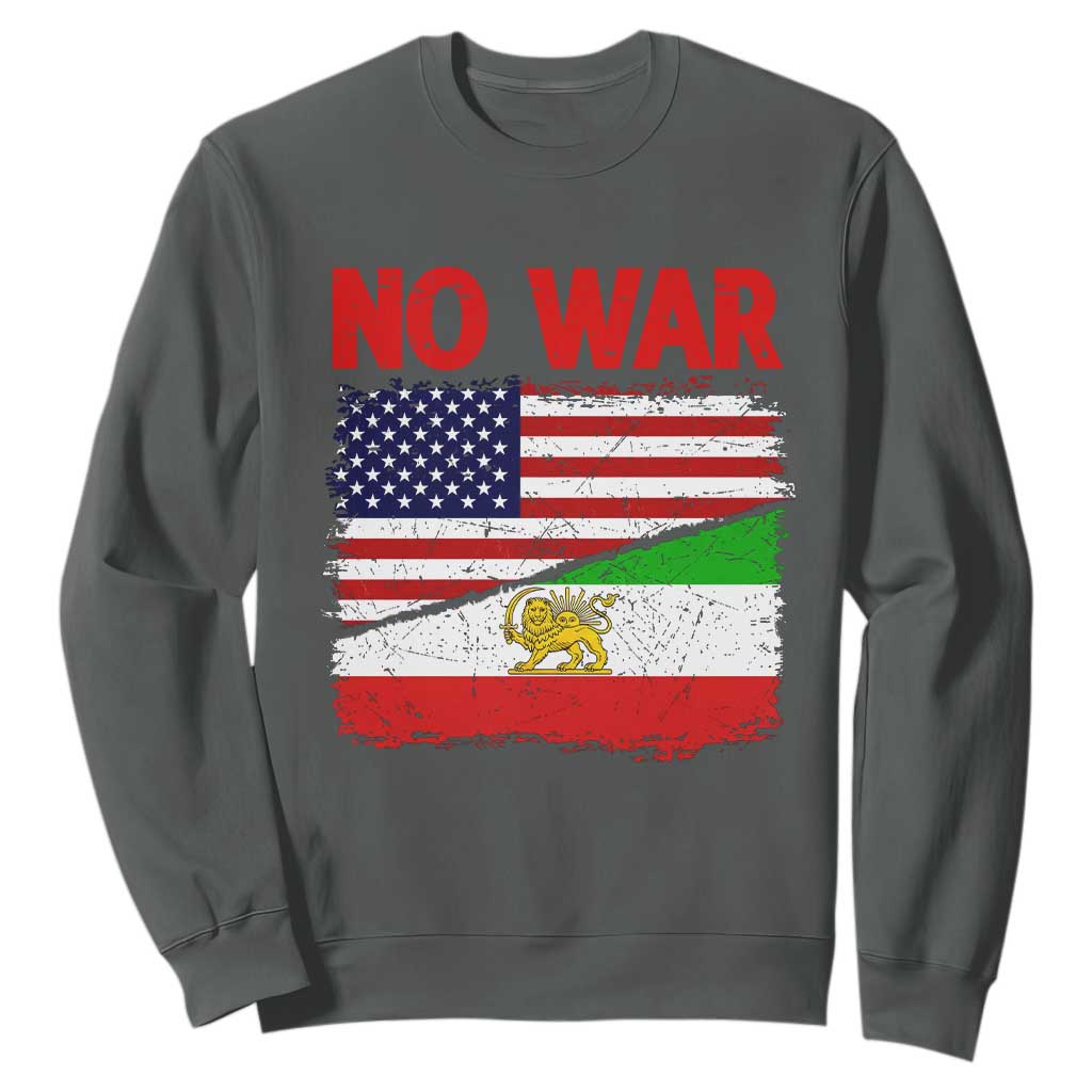 Free Iran Sweatshirt No War Peace American Iran Unity TS14 Dark Heather Print Your Wear