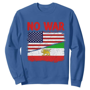 Free Iran Sweatshirt No War Peace American Iran Unity TS14 Royal Blue Print Your Wear
