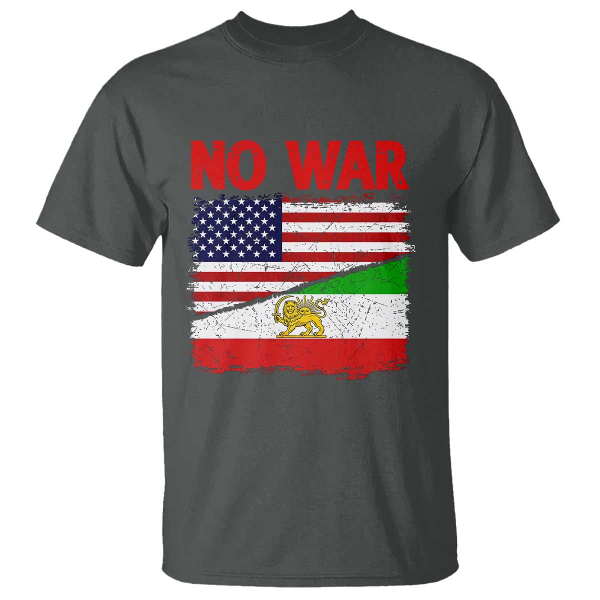 Free Iran T Shirt No War Peace American Iran Unity TS14 Dark Heather Print Your Wear