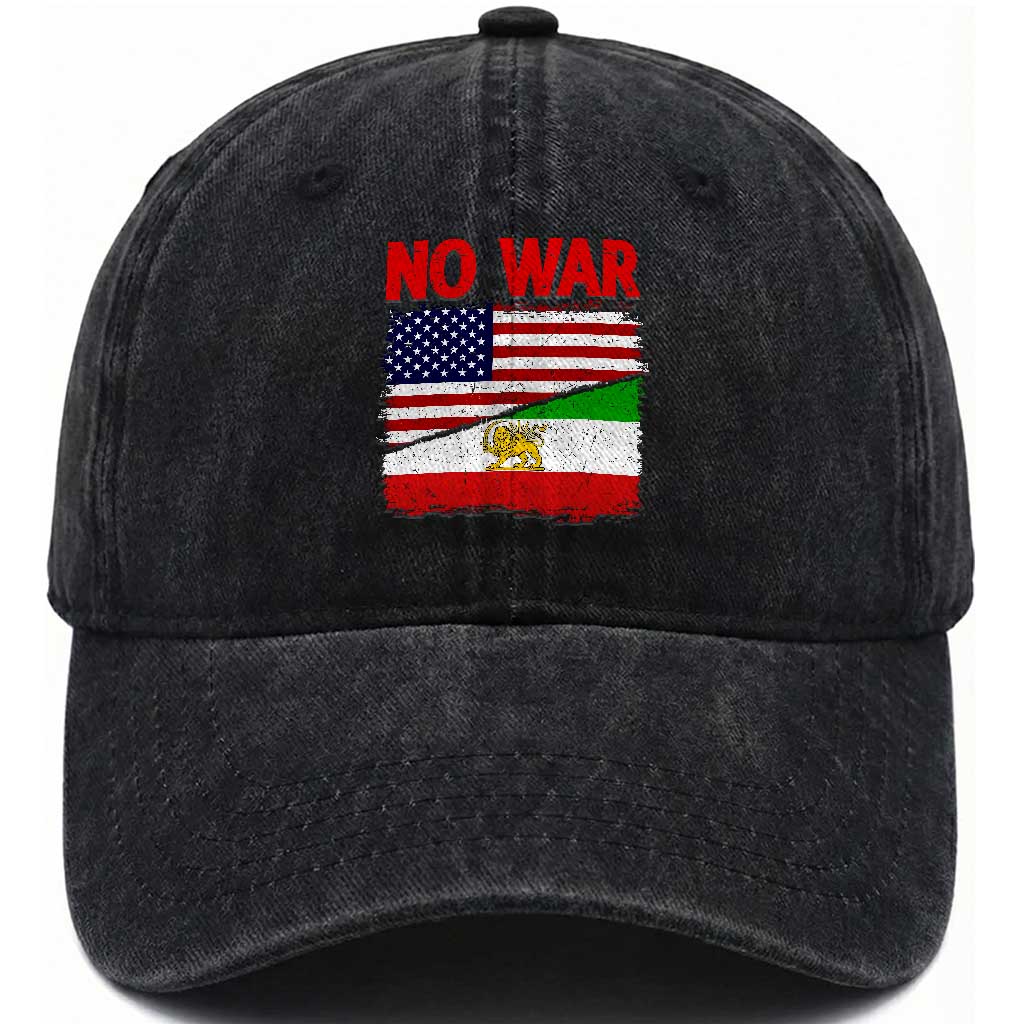 Free Iran Washed Cotton Baseball Cap No War Peace American Iran Unity TS14 Washed Cap Universal Fit Black Print Your Wear