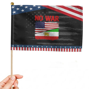 Free Iran Patriotic Handheld Flag No War Peace American Iran Unity TS14 Distressed 8.2" × 5.5" Black Blue Print Your Wear