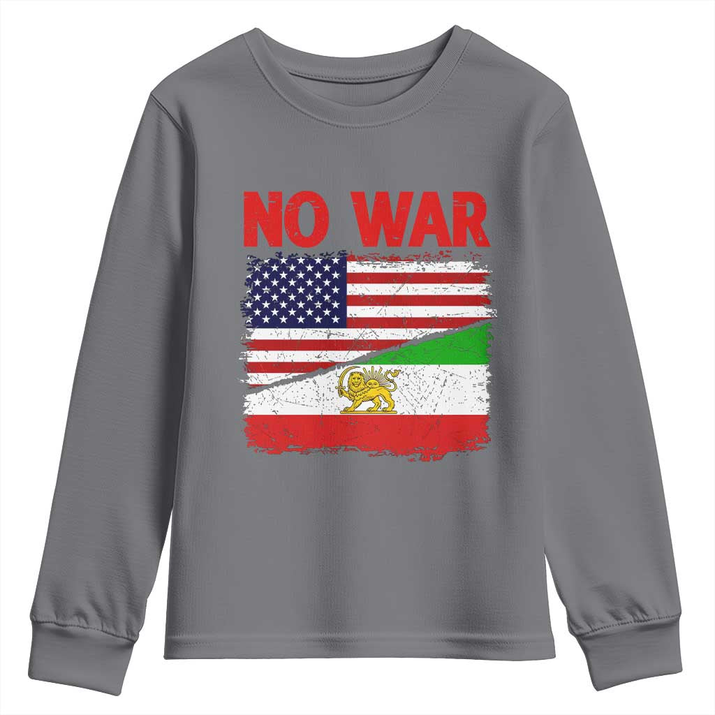 Free Iran Youth Sweatshirt No War Peace American Iran Unity TS14 Charcoal Print Your Wear