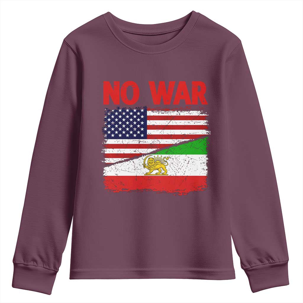 Free Iran Youth Sweatshirt No War Peace American Iran Unity TS14 Maroon Print Your Wear