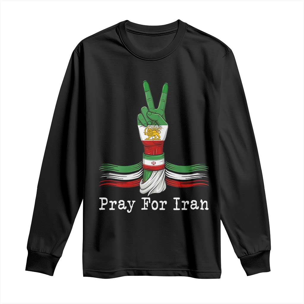 Free Iran Support Long Sleeve Shirt Pray For Iran TS14 Black Print Your Wear