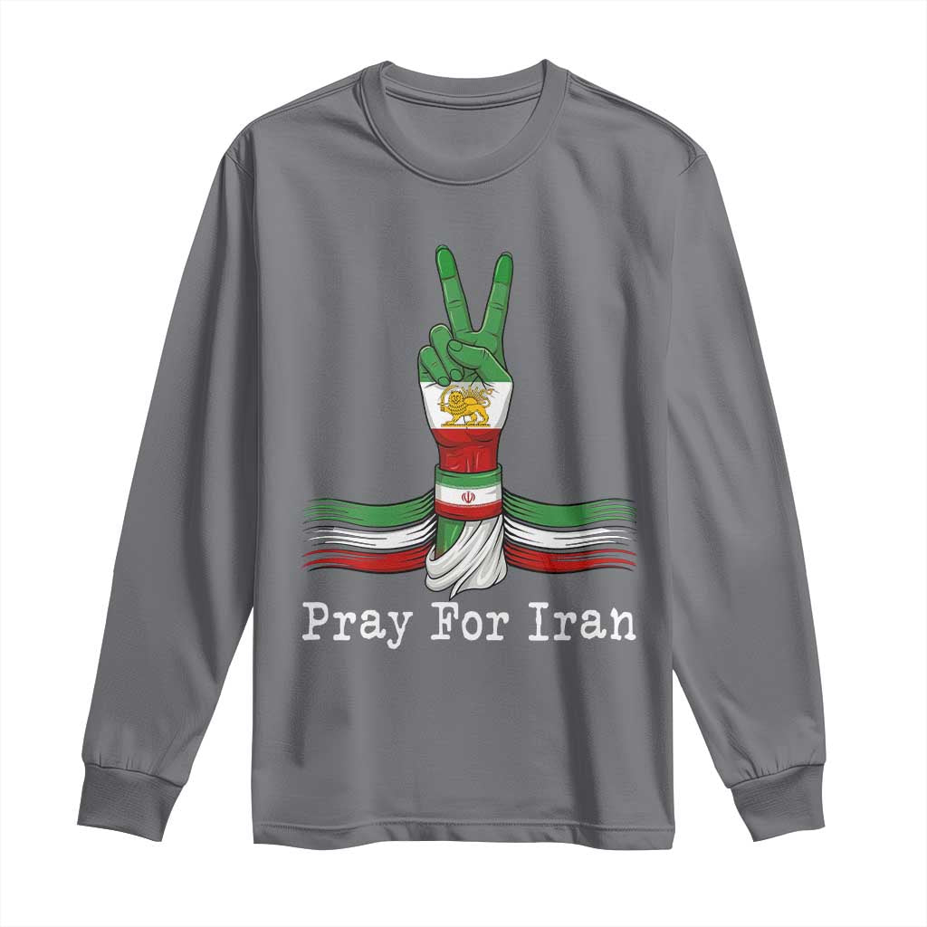 Free Iran Support Long Sleeve Shirt Pray For Iran TS14 Charcoal Print Your Wear