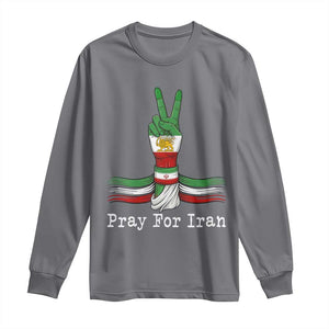 Free Iran Support Long Sleeve Shirt Pray For Iran TS14 Charcoal Print Your Wear