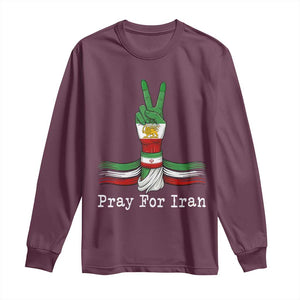 Free Iran Support Long Sleeve Shirt Pray For Iran TS14 Maroon Print Your Wear