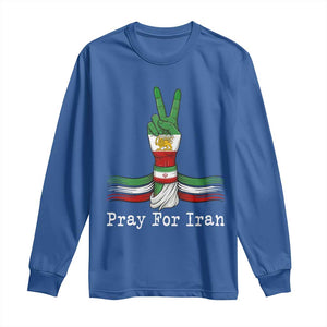 Free Iran Support Long Sleeve Shirt Pray For Iran TS14 Royal Blue Print Your Wear