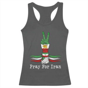 Free Iran Support Racerback Tank Top Pray For Iran TS14 Dark Heather Print Your Wear