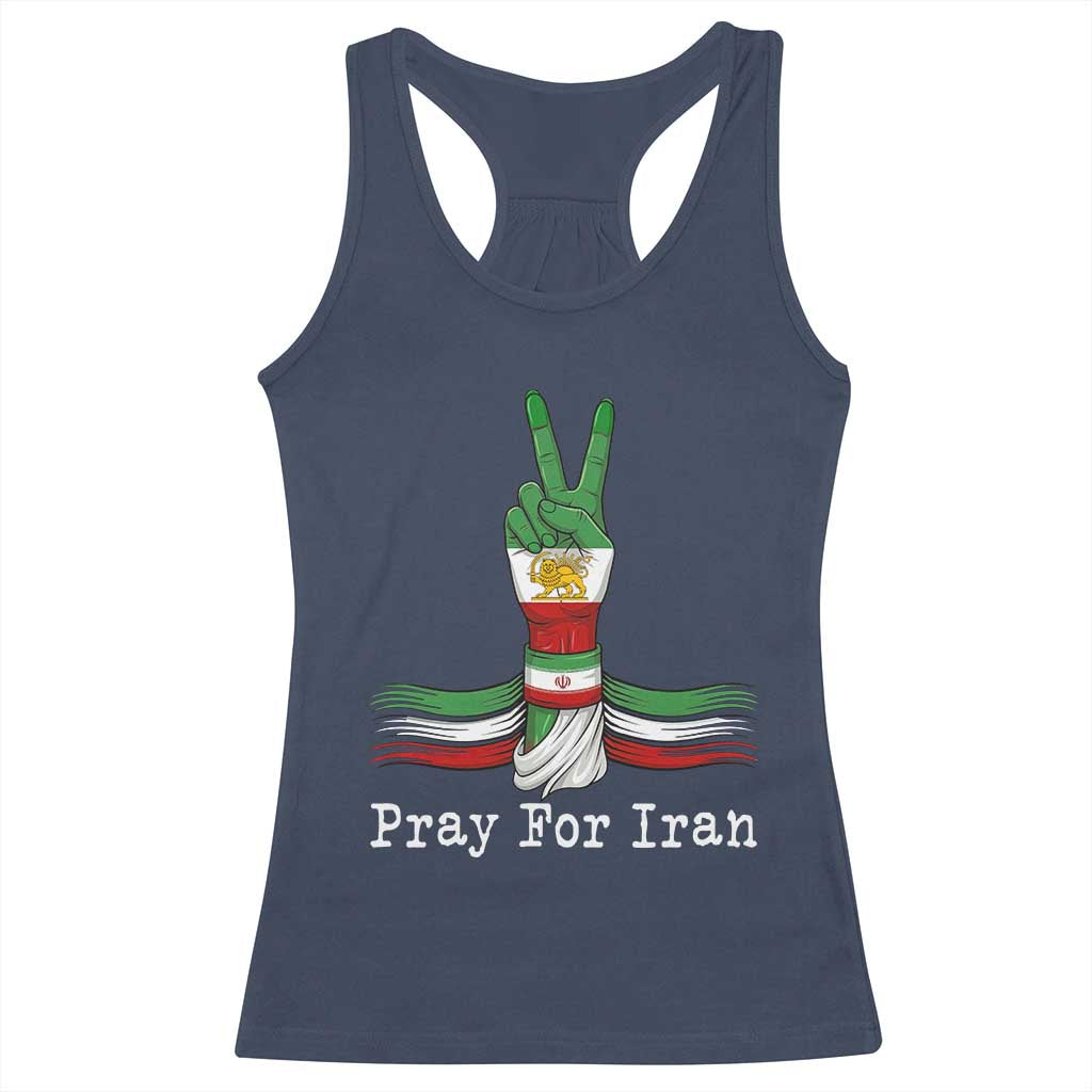 Free Iran Support Racerback Tank Top Pray For Iran TS14 Navy Print Your Wear