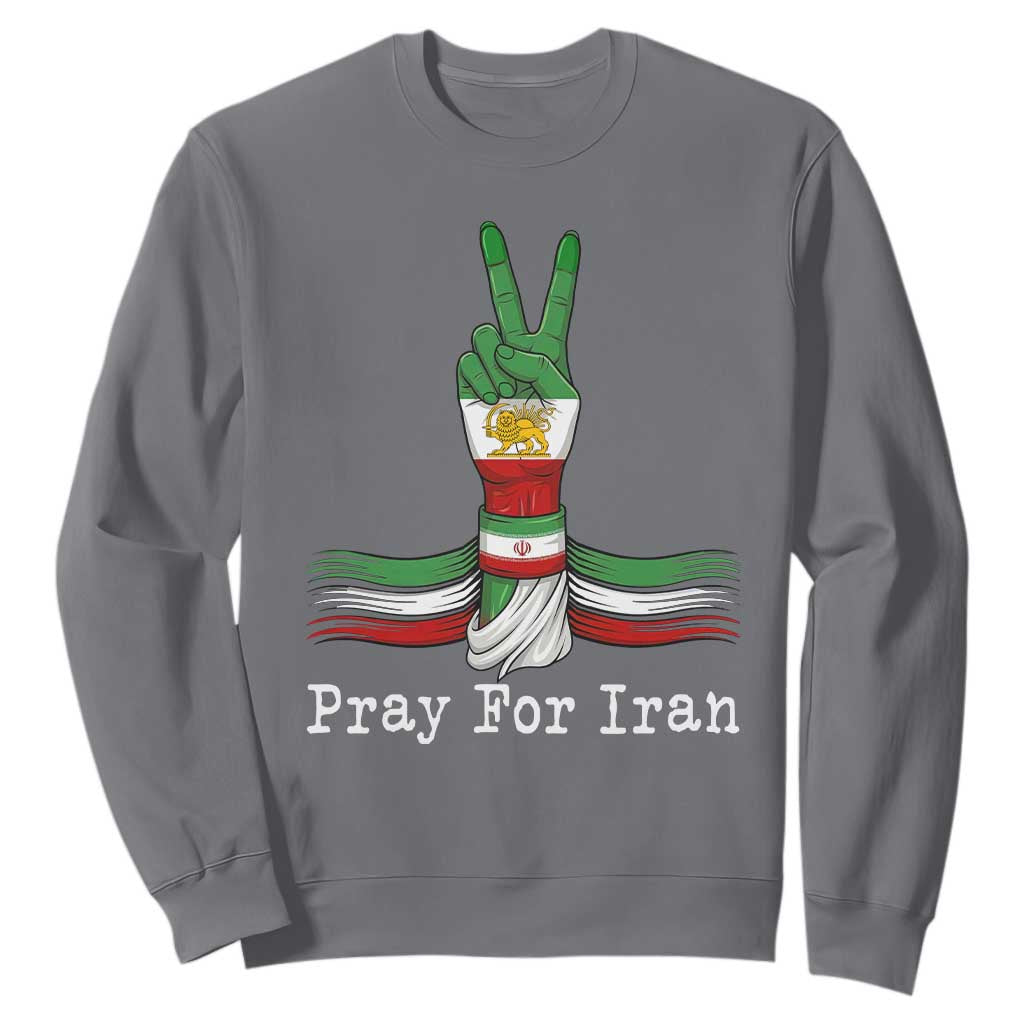 Free Iran Support Sweatshirt Pray For Iran TS14 Charcoal Print Your Wear