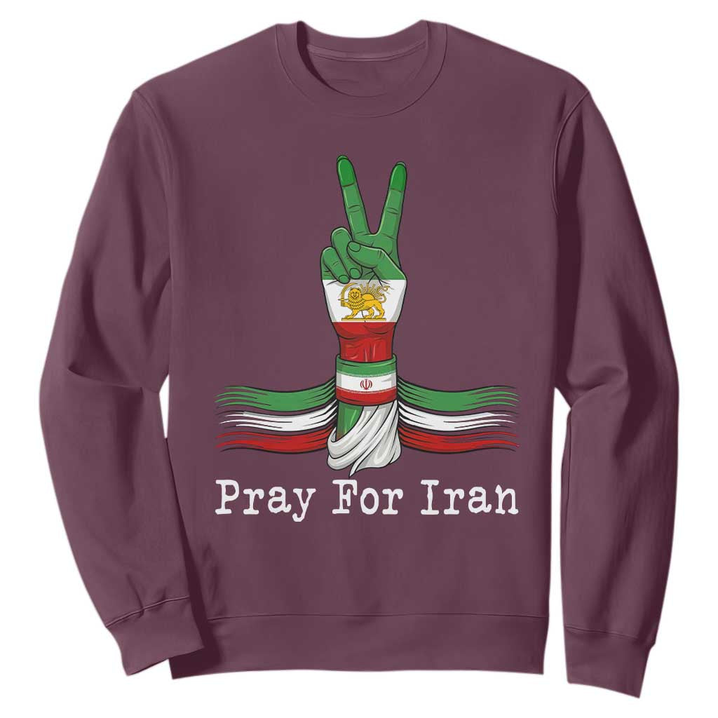 Free Iran Support Sweatshirt Pray For Iran TS14 Maroon Print Your Wear