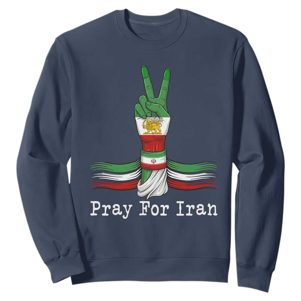 Free Iran Support Sweatshirt Pray For Iran TS14 Navy Print Your Wear