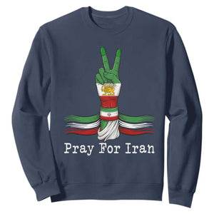 Free Iran Support Sweatshirt Pray For Iran TS14 Navy Print Your Wear