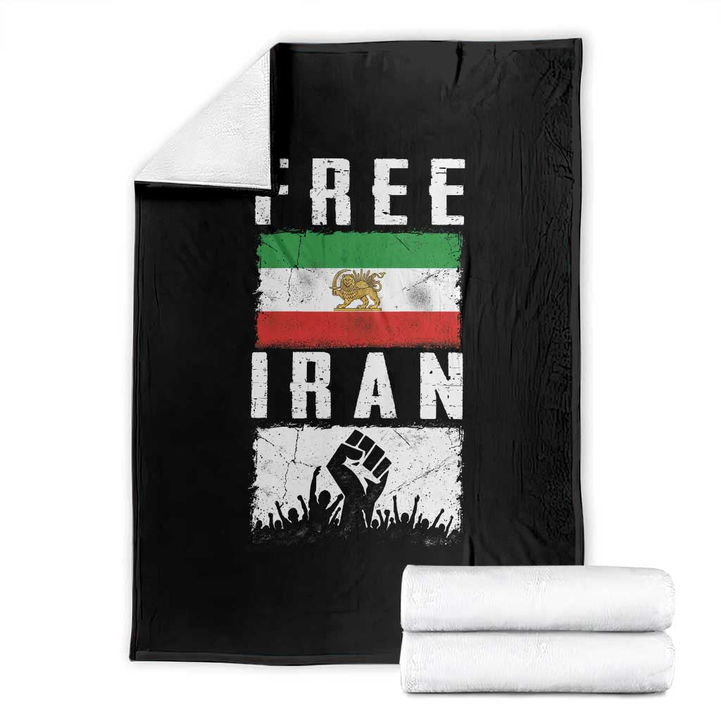 Free Iran Throw Blanket Support Iranian Freedom TS14 Black Print Your Wear