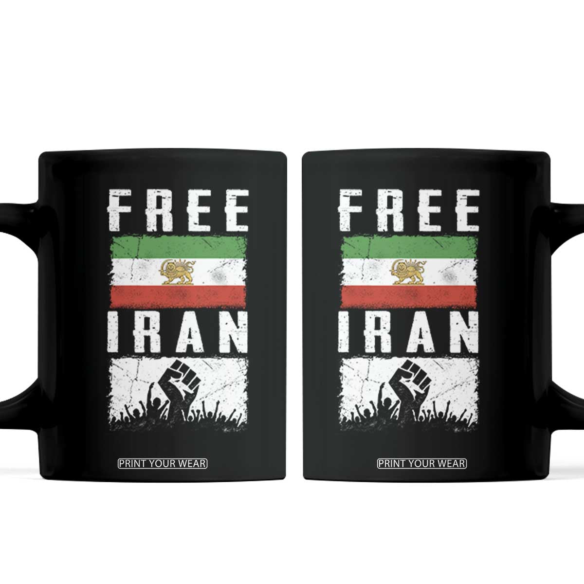 Free Iran Coffee Mug Support Iranian Freedom TS14 Black Print Your Wear