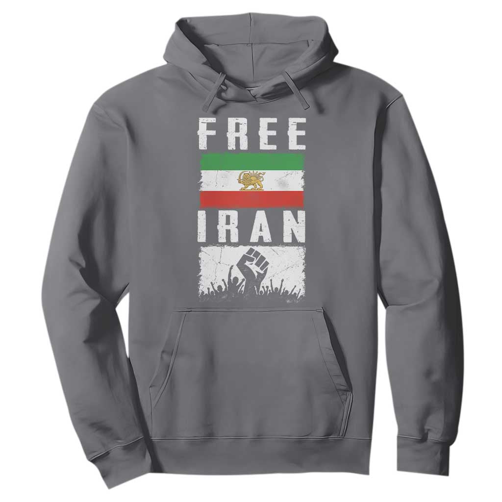 Free Iran Hoodie Support Iranian Freedom TS14 Charcoal Print Your Wear