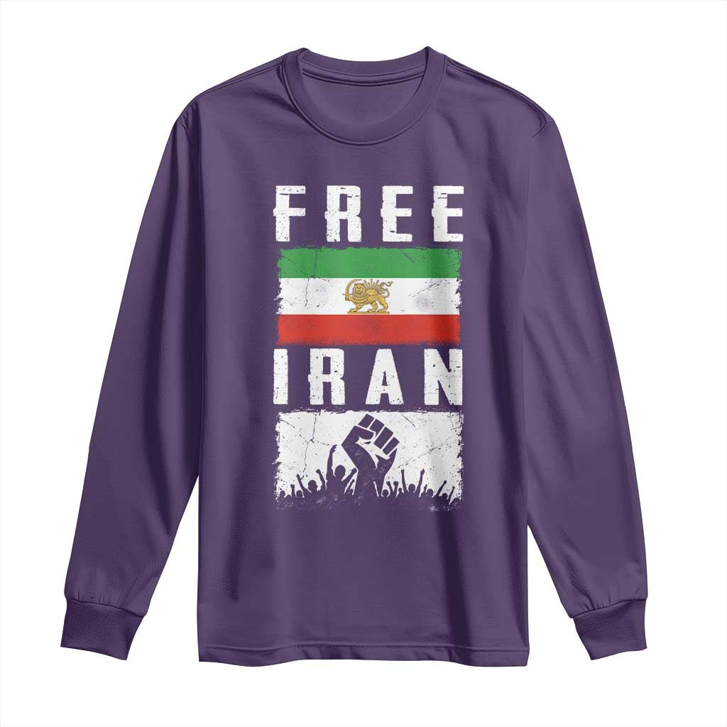 Free Iran Long Sleeve Shirt Support Iranian Freedom TS14 Purple Print Your Wear