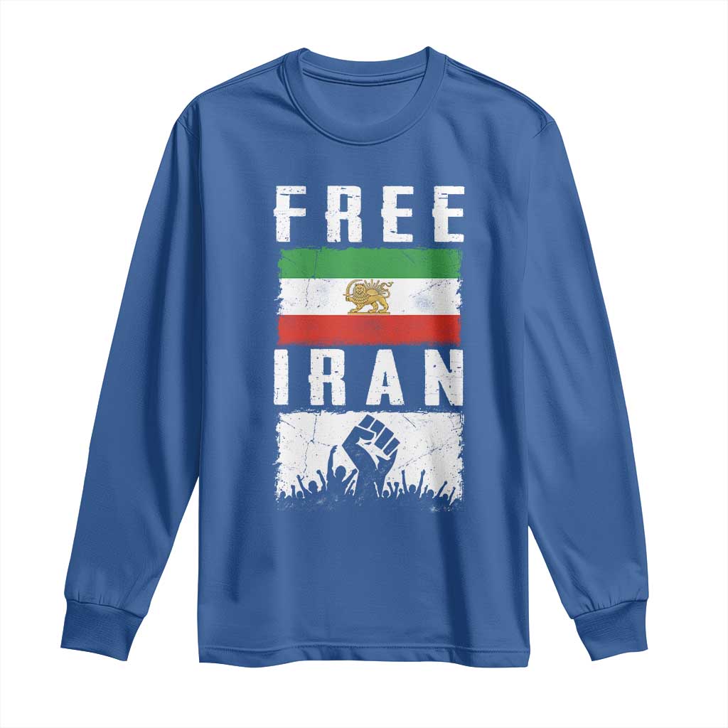 Free Iran Long Sleeve Shirt Support Iranian Freedom TS14 Royal Blue Print Your Wear